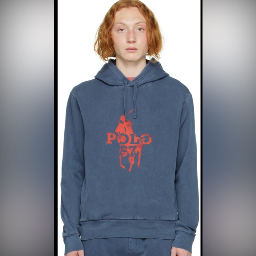 Polo Ralph Lauren Navy BigPony Hoodie in Cruise Navy-size M-NWT